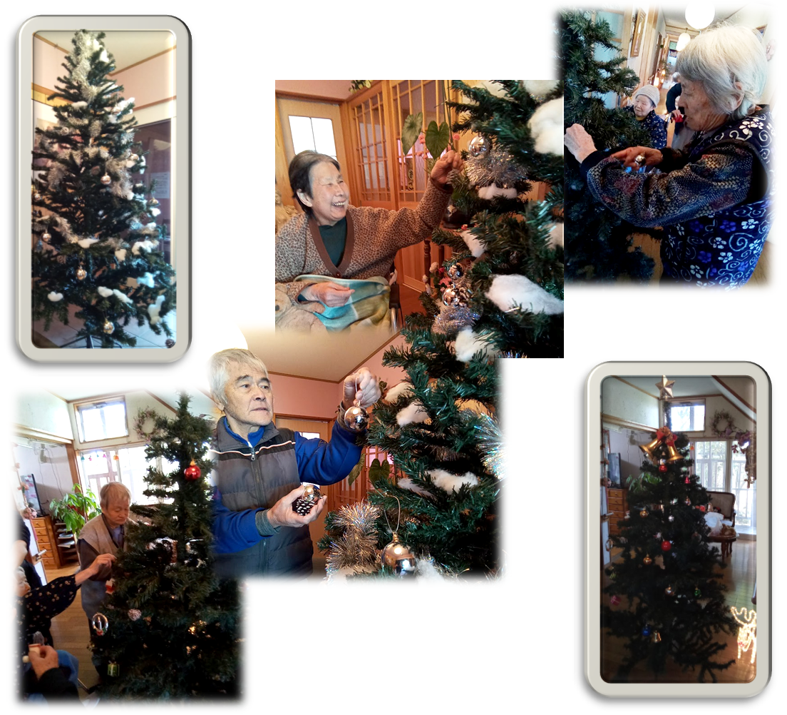 クリスマスツリーの飾りつけ